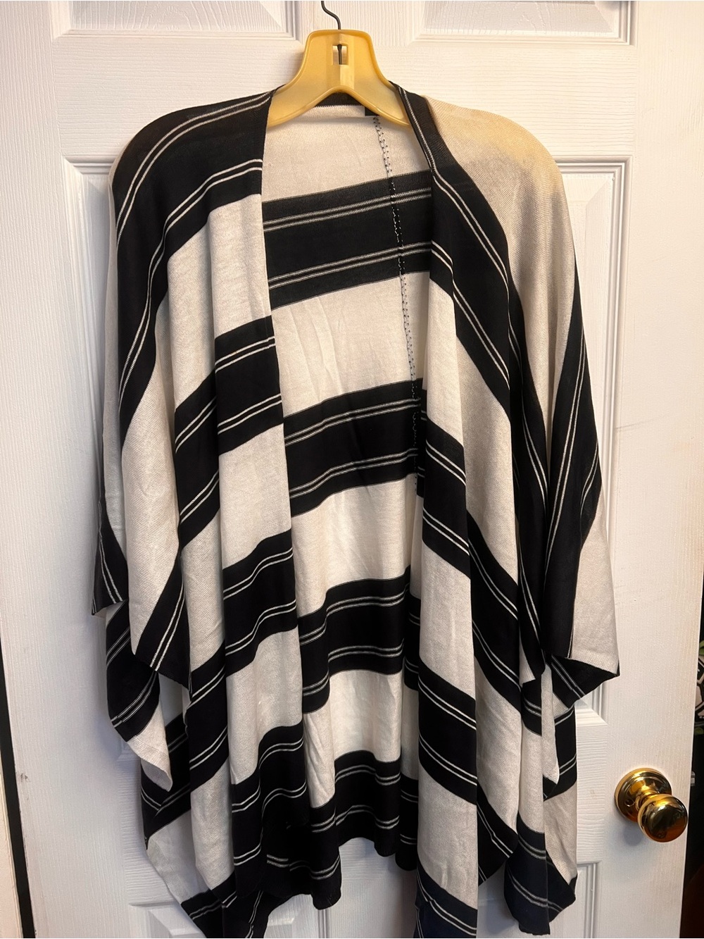 Ralph Lauren Black and White Striped Draped Throw